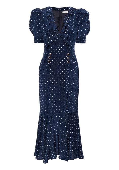 Abito con stampa a pois in blu Alessandra Rich - donna